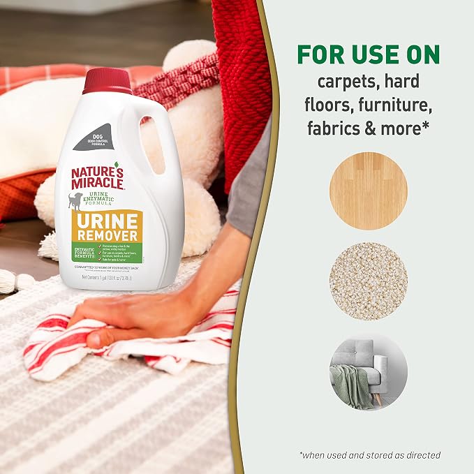 Nature's Miracle Dog Urine Remover, Enzymatic Cleaner, 1 gal | Removes Dog Urine & Yellow Sticky Residue, For Use on Multiple Surfaces, Safe For Pets and Home*, Freshens With Light Scent