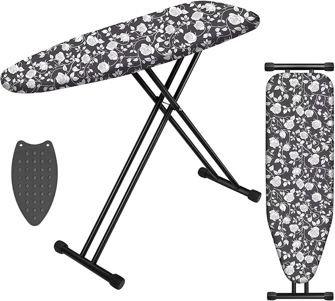 Ironing Board, Compact Ironing Board 13x43 Ironing Area with Extra Thick Height Adjustable Ironing Boards, Stable Structure, Easy to Fold,Silicone Iron pad
