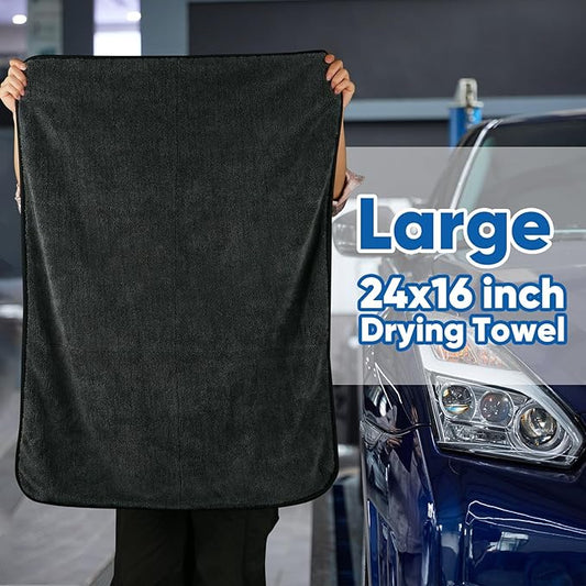 HOMEXCEL Professional Car Drying Towel (24"x 16") with Twisted-Loop Technology, 1200GSM for a Streak-Free Finish – Microfiber Towels for Cars, Trucks, SUVs, RVs and Motorcycles, 2 Pack