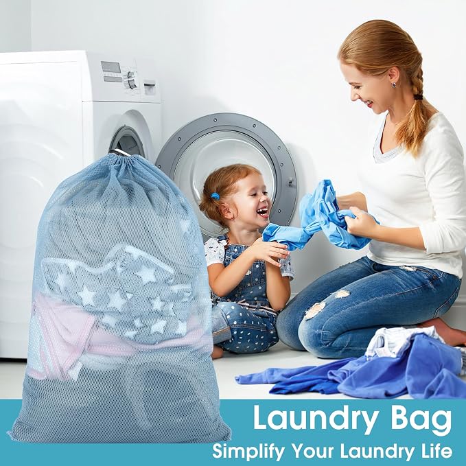 2 Pack Mesh Laundry Bags 23x34 Inch Drawstring Locking for Travel Home | Mesh bags with locking drawstring, Tear-resistant for blankets & towels, Lightweight foldable for travel/dorm