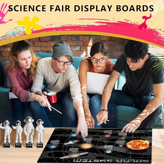 HAUTOCO 4 Pcs Medium Trifold Poster Board 26'' x 15.74'' Project Boards | Corrugated Tri Fold Presentation Boards for Science Fair, School Projects, Event Displays & Business Presentations, Black