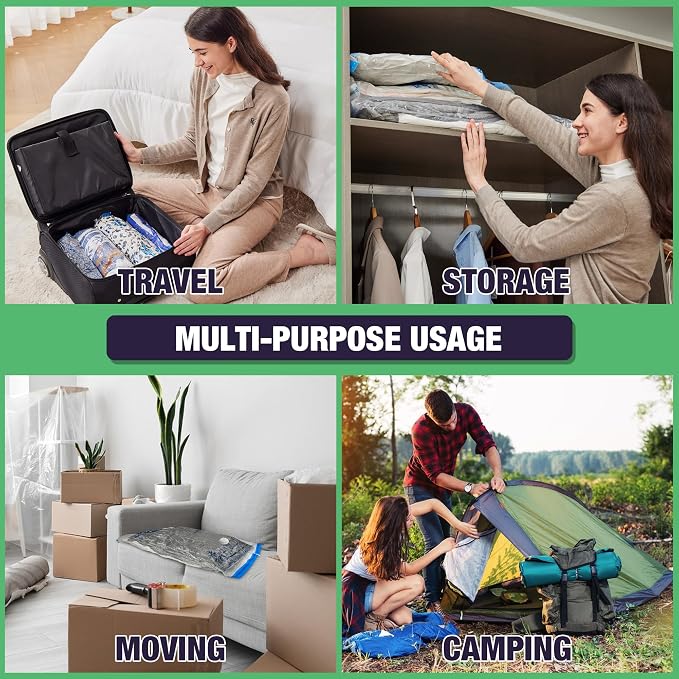15 Jumbo Vacuum Storage Bags for Bedding, Vacuum Seal Bags for Clothing | Extra Large XL, Airtight Triple Seal, Save 80% Space, Hand Pump, Work with Vacuum, Double Zip, Reusable, Easy to Use