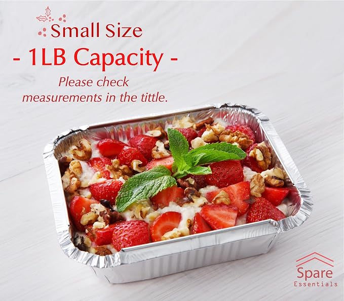 55 Pack - Aluminum Pan/Containers with Lids/Foil Containers/Aluminum Pans with Lids/Take Out Containers/Disposable Pans/Aluminum Foil Food Containers/Freezer Meals containers (1 LB)
