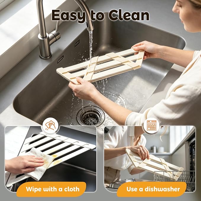 Sink Corner Drying Rack - Foldable Triangular Sink Sponge Holder, Dish Drying Rack Over the Sink, Kitchen Sink Accessories (White, 13.78" x 7.87")