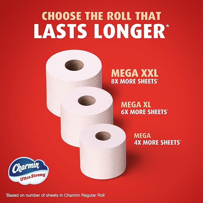 Charmin Ultra Strong Toilet Paper 6 Mega XL Rolls, 330 Sheets Per Roll