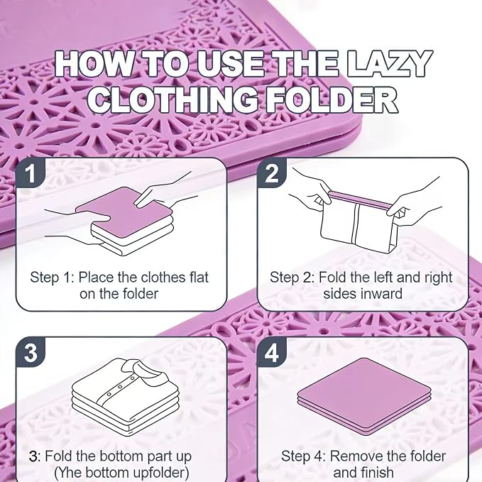 Color-Blocked Adult Folding Board, Purple and Pink Clothes Folder Organizer (Rose red and purple)