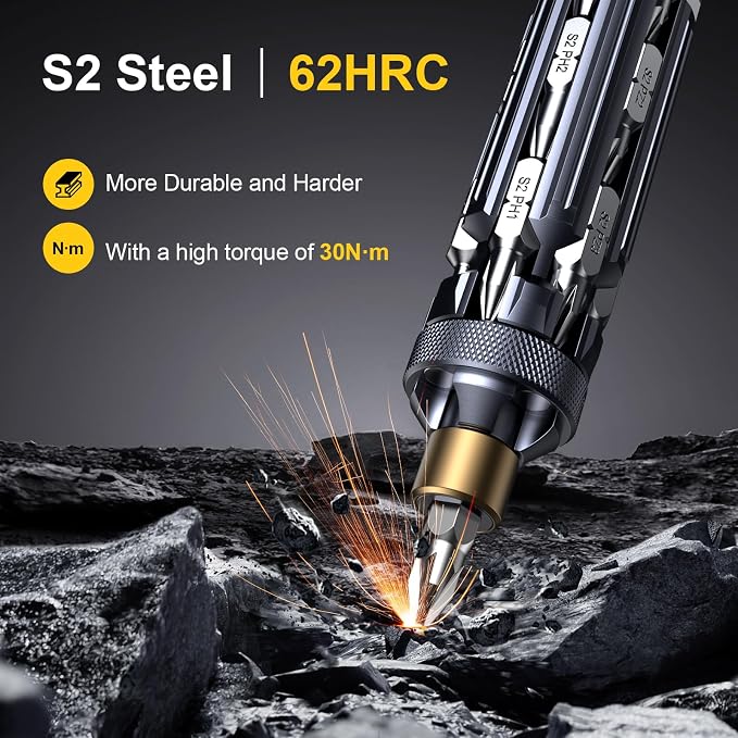 JOREST 19 in 1 Multibit Screwdriver, Portable Screwdriver for Home Repairs | Magnetic Screw Driver with Torx Security Phillips Hex, Unique Gifts for Technicians, Engineers, DIY Electronics Maintenance