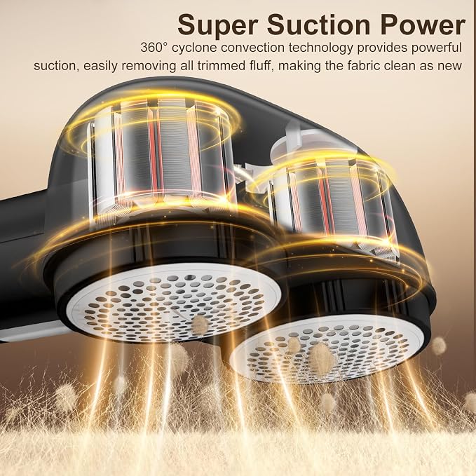 Fabric Shaver, Dual Motor Electric Lint Shaver for Clothes, 6 Blades, Black | Electric Lint Shaver, Fabric Pilling Remover, Powerful 2 Gear, Portable Defuzzer Clothes Fuzz Remover for Sweater Furniture