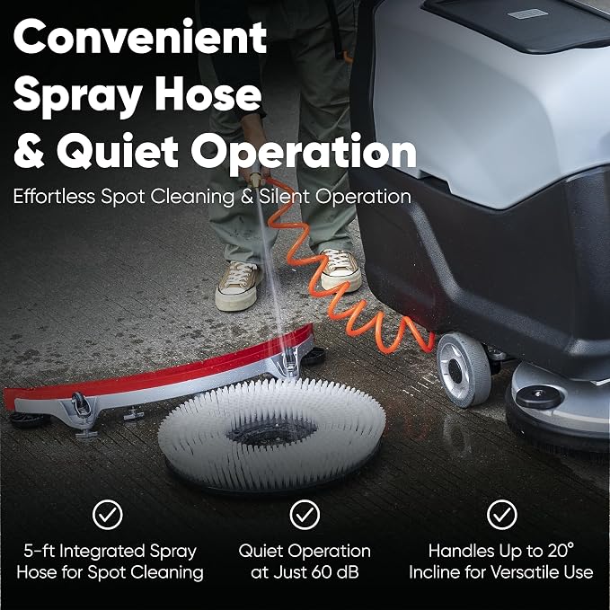 Battery Powered Walk-Behind Floor Scrubber Polisher Machine, 20" Cleaning Path, 14.5/17 Gal Tanks, Brush Speed 200RPM, 4Hr Runtime, Includes 2 Brushes & 3 Scouring Pads – 2-Year Warranty