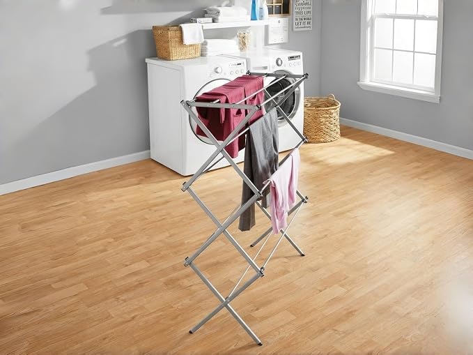 Clothes Drying Rack Foldable, Heavy Duty Laundry Rack for Small Spaces | Space-saving drying rack for clothes,towels and small laundry.Steel frame supports wet loads and folds flat for storage.