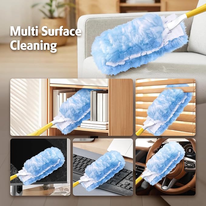 Duster Refill for Swiffer Duster, 100 Count Heavy Duty 2 Side 360° Duster Refills, 6X Microfibers, Disposable Multi Surface Dusters for Cleaning (Not Include Handle)