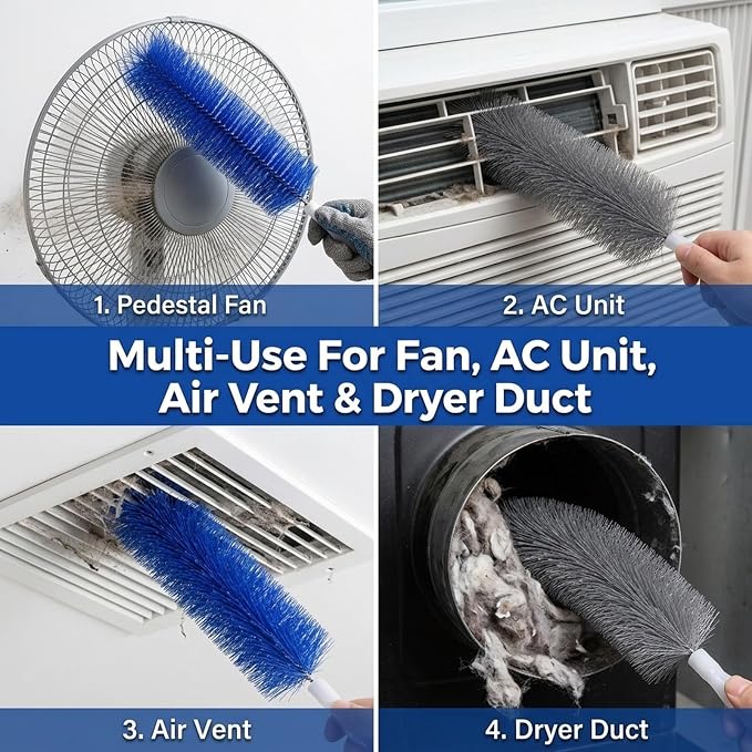 Fan Cleaner Brush,2 Pack 2026 New Bendable Microfiber Cleaning Brush, Reusable Washable Dust Remover Duster, Multi-Purpose Gap Vent Fan Air Conditioner Cleaning Tool