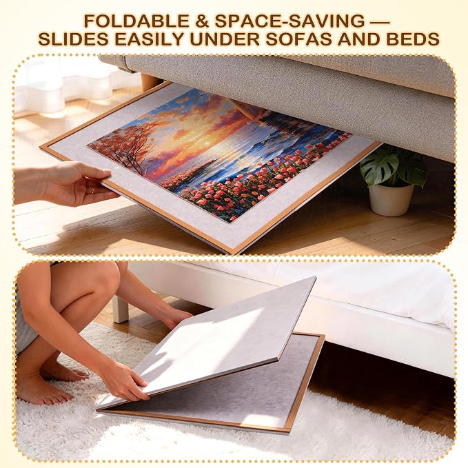 Puzzle Board for 1500 Pieces, Foldable Jigsaw Puzzle Board 35.4" x 26.18" with 4 Sorting Trays, 2-in-1 Folding Puzzle Table, Felt Puzzle Mat, Portable Puzzle Organizer Storage Board for Adults