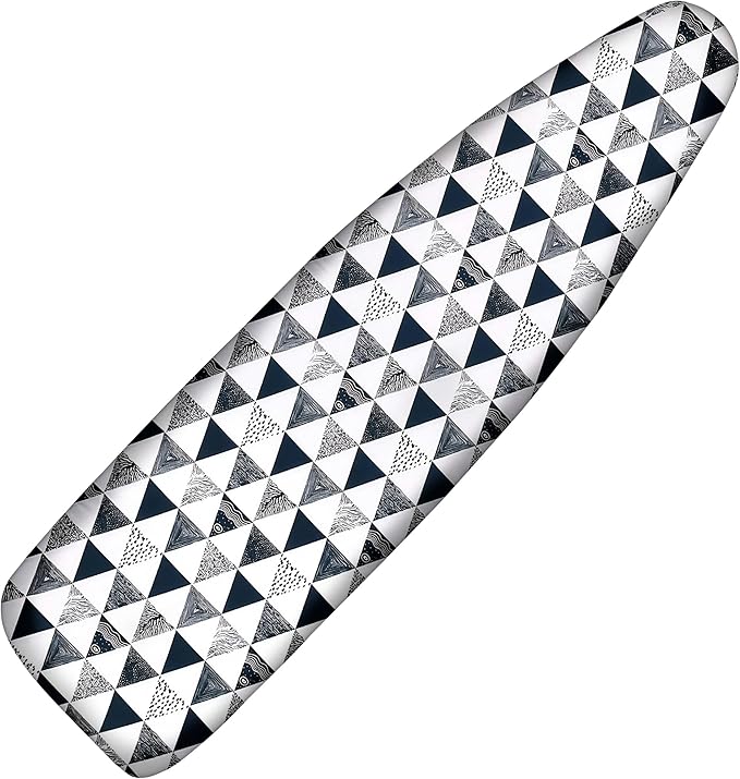 Ironing Board Cover and Pad, 15x54 Standard Size Thick Iron Padding, Scorch & Stain Resistant Ironing board cover, Heavy Duty Iron Board Padded with Adjustable Fasteners Elastic Edge, Geometric Grey