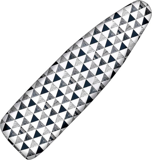 Ironing Board Cover and Pad, 15x54 Standard Size Thick Iron Padding, Scorch & Stain Resistant Ironing board cover, Heavy Duty Iron Board Padded with Adjustable Fasteners Elastic Edge, Geometric Grey