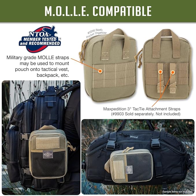 MAXPEDITION Beefy Pocket Organizer, Compact, MOLLE-Compatible, 1000D Nylon Tactical Pouch, Everyday Carry Tool and Gear Storage for Outdoor, Tactical, Survival, 0266