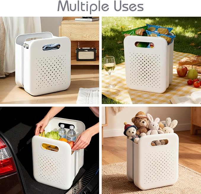Goderewild Large Collapsible Laundry Basket with Detachable Hanging Organizer, Space-Saving Wall-Mounted Hamper for Home, Dorms, RVs, Main Basket Measures 13" x 9.5" x 17.5" In