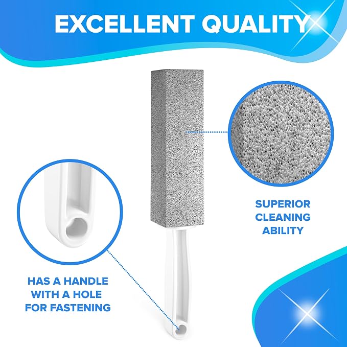 DISIWENE Pumice Cleaning Stone with Handle Toilet Bowl Cleaner Hard Water Ring Remover for Bath/Pool/Kitchen/Household Cleaning (2, 2 Pack with Handle)