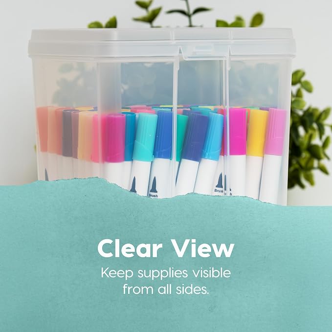 IRIS USA Vertical Storage Bins with Lids |Made in USA| Flip Top Containers for Organizing Pantry, Office, Craft, and Study Supplies - Large (6-Pack)