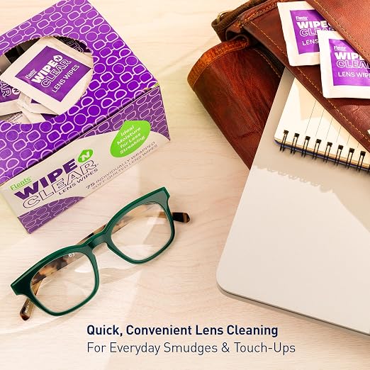 Flents Lens Wipes, Wipe 'N Clear, Pre-Moistened & Streak-Free, 75 Count | Safe for Glasses, Sunglasses, Gentle Cleaning, Clear Vision, Individually Wrapped for Travel & Convenience, Made in the USA