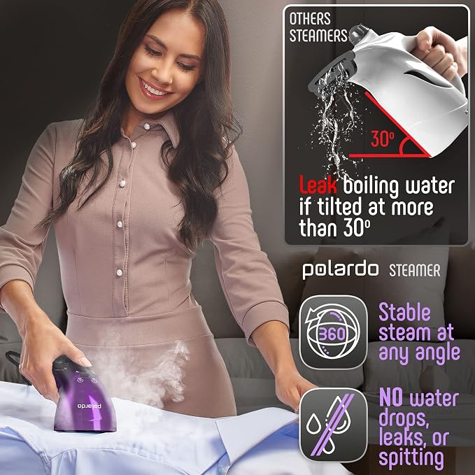 Portable Travel Garment Steamer for Clothes, Metal Steam Head, 25s Heat Up, Pump System, Mini Size, Handheld Steamer for Any Fabrics, No Water Spitting, 120V