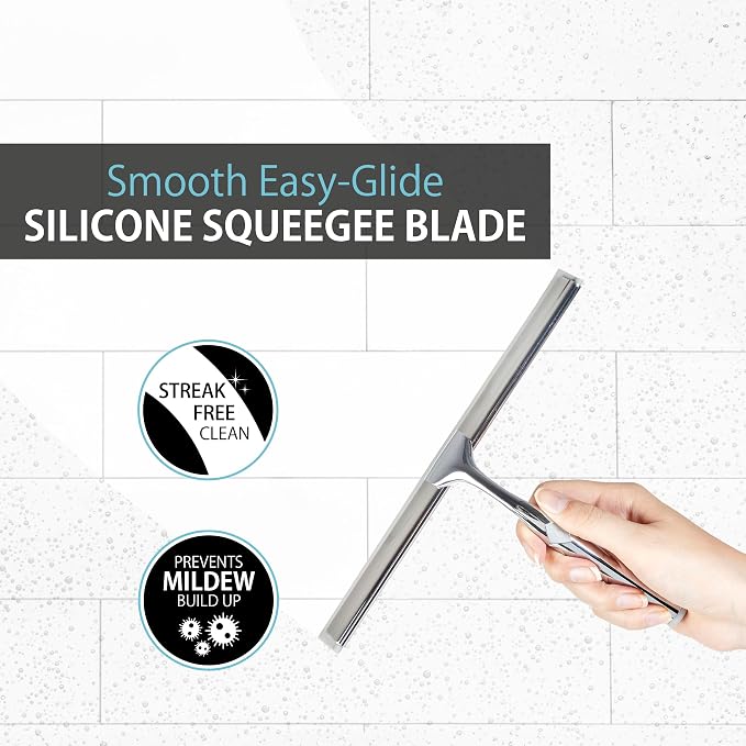 Better Living Deluxe Shower Squeegee, 10" Blade, Chrome