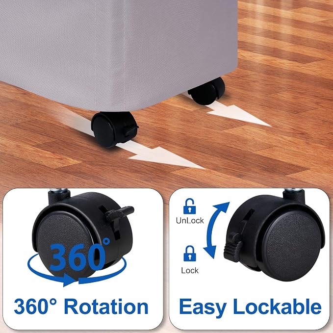 Slim Laundry Hamper with Wheels,20 Gal (75L) Rolling Laundry Basket with lid and wheels Clothes Hamper Foldable Tall Dirty Clothes Basket Sturdy Collapsible Clothes Hamper for Dorm,Laundry Room