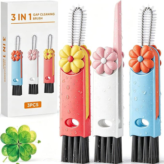 3 in 1 Cup Lid Cleaning Brush, Cup Lid Brush, Upgraded 3PCS Multifunctional Water Bottle Cleaning Brush, Home Kitchen Crevice Brush Tools for Tiny Cup Lid Detail, Bottle Tight Spaces Cup