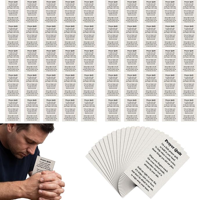 Gilprop 50 Pcs 6 x 4 Inch Prayer Quilt Panels, Pre-Cut Christian Fabric Squares with Inspirational Prayer Verses for Christian Crafts and Gifts, Church Ministry, Care Packages