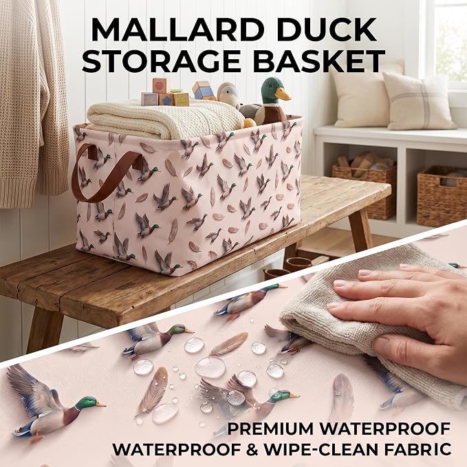 Mallard Duck Storage Gift Basket: Waterproof Collapsible Storage Bin
