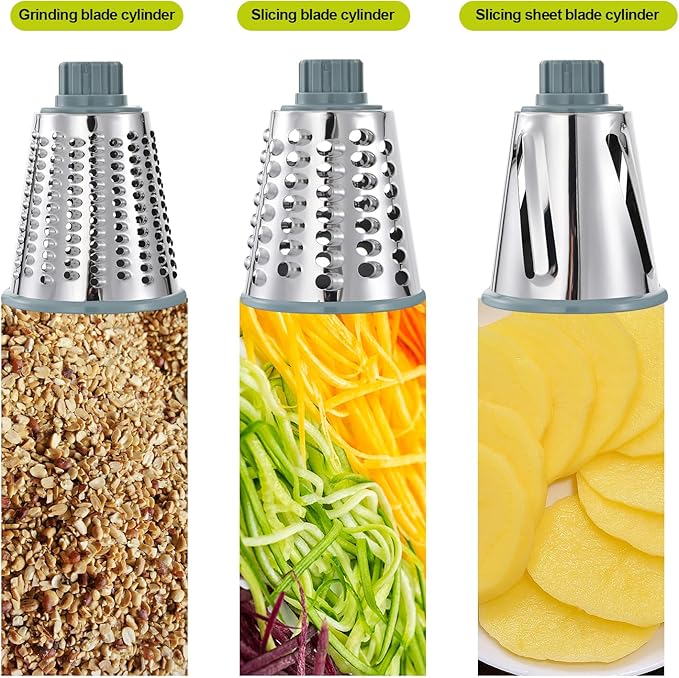 Rotary Cheese Grater Shredder 3-in-1 Hand Crank Suction Base | Stainless steel blades for fine, medium & coarse grating | Perfect for cheese, vegetables & nuts | Finger-safe design