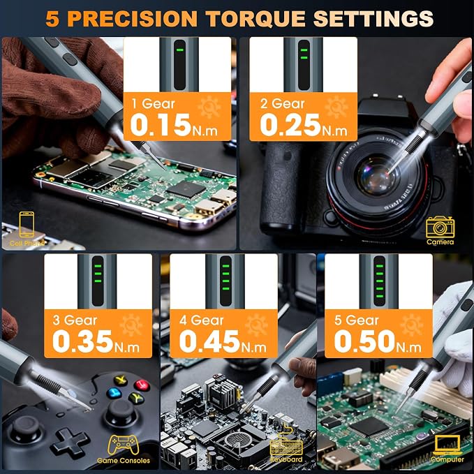 Mini Electric Screwdriver, 4.2V Precision Screwdriver Set Cordless Screwdrivers Rechargeable 76 In 1 Magnetic Bit Repair Tech Tool Kit for Electronics Computer Phone Laptop Camera RC Car Watch Glasses