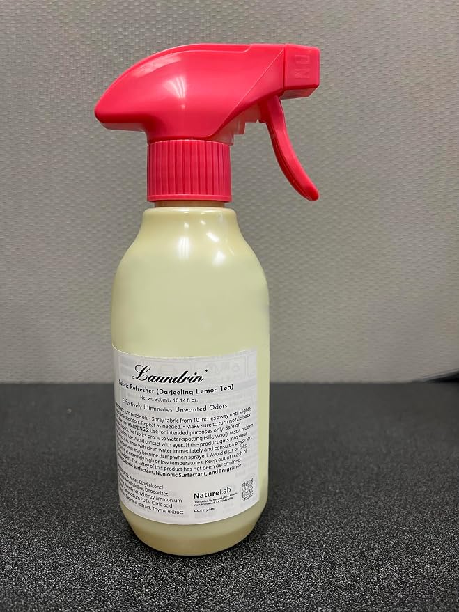 Laundrin Fabric Refresher Spray - Darjeeling Lemon Tea, 300ml | Pet odor eliminator for home, room essentials fabric spray for mattress, curtain, sofa, carpet, furniture & bedding
