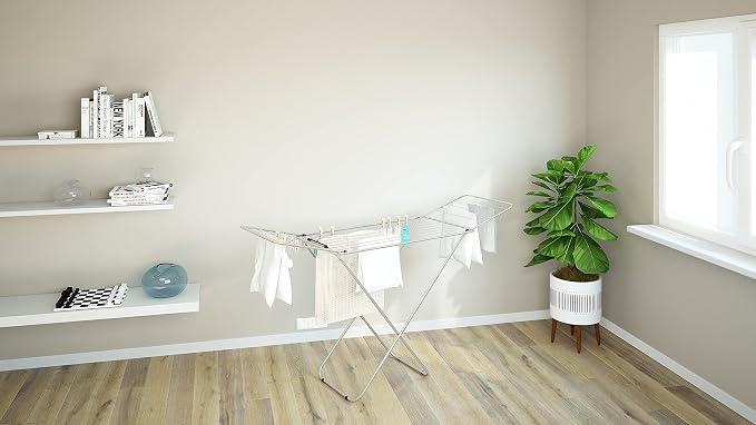 Colombo | Glam 18 Space-Saving Folding Steel Drying Rack 18 m Drying Rack | Compact and Lightweight Indoor Clothes Airer in Painted Steel with Non-Slip Feet | Made in Italy