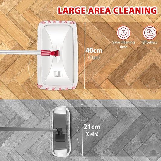 MASTERTOP Microfiber Mop, Extra Large Dust Mop with 5 Pads for Wet & Dry Use, 16'' Mops for Hardwood Laminate, Tile, Vinyl Floors,5 Microfiber Refills, 1 Cleaning Scraper