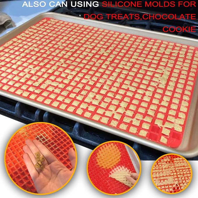 Silicone Baking Mat Pyramid Sheets Cooking Pan 16"x11" 2 Pack-Red，Best Healthy Fat Reducing Nonstick Cooking Mat for Baking Mat with Grid for Oven Grilling BBQ, Baking and Roasting