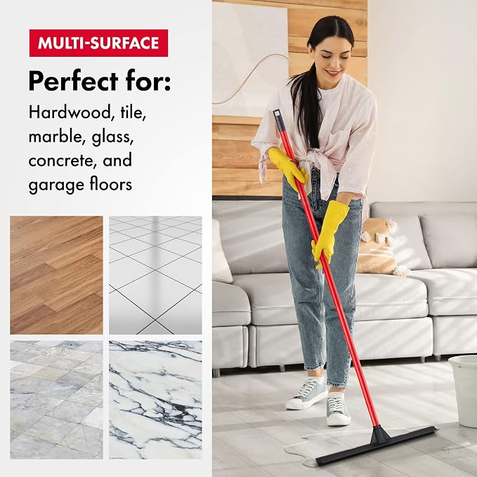 Tyroler Floor Squeegee Heavy Duty 17" | Floor Squeegee for Concrete Floor | Deck Squeegee Outdoor for Floor | 55" 4 Part Handle, Ideal Outdoor Squeegee for Patio, Tiles, Marble, Garage, Shower, Window