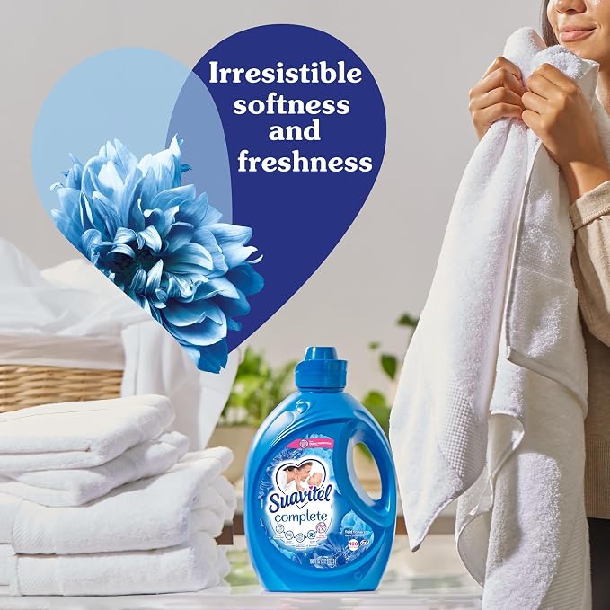 Suavitel Liquid Fabric Softener, Field Flowers | 100 oz | Pack of 2 | 100 Small Loads | Fabric Protection Technology