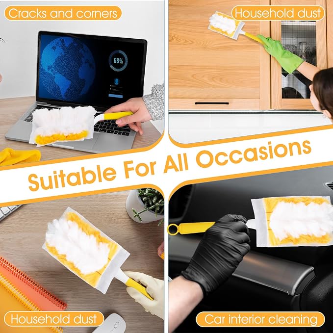 120 Pcs Duster Refills, Electrostatic Disposable Dusters Refills Compatible with Duster, Bulk Heavy Duty Dusters Refill for Blinds Ceiling Fans Furniture Multi-Surface Dusting