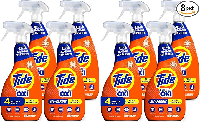 Tide Laundry Stain Remover with Oxi,Rescue Clothes,Upholstery,Carpet and more from Tough Stains,Stain Treater,22 Fl Oz,(Pack of 8)