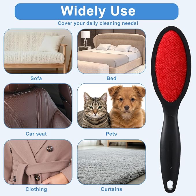2 pcs Dual-Sided Lint Brush for Clothes - Reusable Pet Hair Remover for Fabric Carpet Furniture
