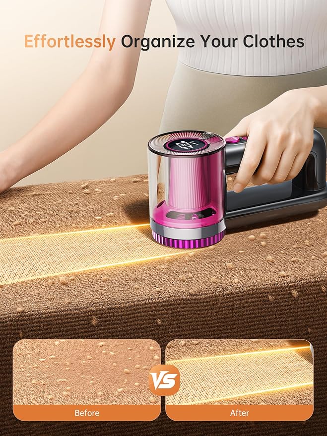 2-in-1 Rechargeable Fabric Shaver & Lint Remover,1800mAh | 3-Speed Lint Shaver with Digital LED Display, Type-C Fast Charging Port, Portable for Clothes, Furniture, Couches, Blankets