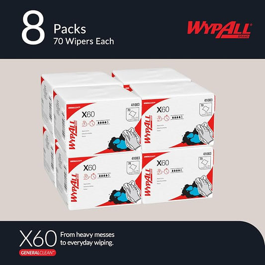 WypAll GeneralClean X60 Multi-Task Cleaning Cloths, 8 x 70 Towels (41083)