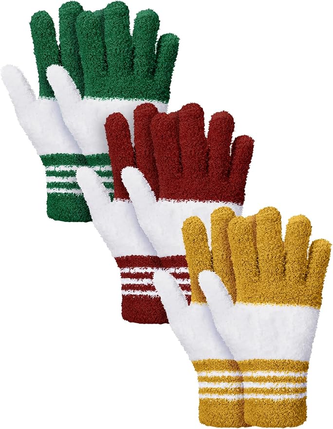 Patelai 3 Pairs Microfiber Plant Dusting Gloves Leaf Cleaning Gloves for Indoor Plants, Blinds, Furniture, House (Dark Blue,Gray,Khaki,White,Small)