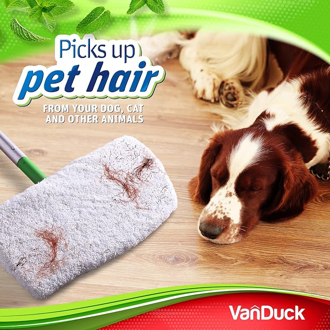 VanDuck Reusable 100% Cotton Mop Pads for Swiffer Sweeper (4-Pack) | Mop not included, reusable terry cloth mop covers, cotton replacement refills, machine washable wet mopping pads