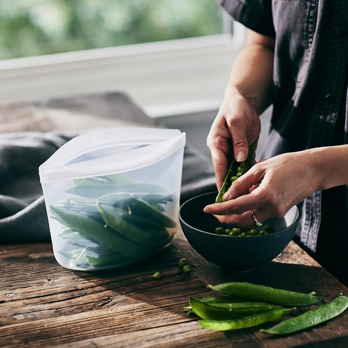 Stasher Silicone Reusable Storage Bag, 4-Cup Bowl, Reusable Freezer Bag, Microwave, Dishwasher, Oven Safe, Sous Vide, Lunch Container, Eco Friendly, Food Storage Bag, Snack Bag, 32 oz, Deep Ocean | Reusable Food Bag