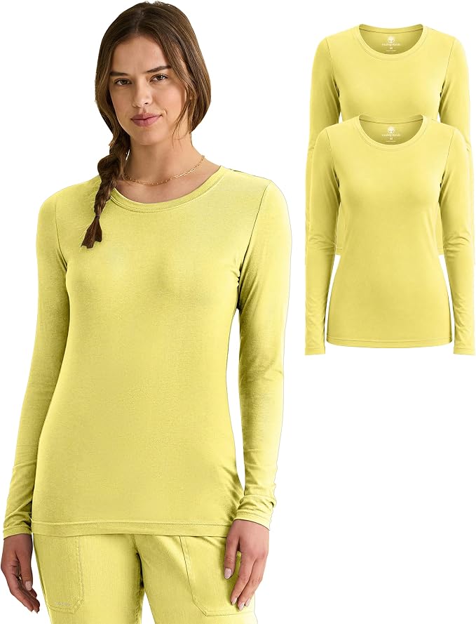 Healing Hands Underscrub Long Sleeve Women Knits Scrub Tops | Soft Cotton Blend Knit, Breathable Stretch Comfort, Machine Wash, Easy Care Fabric, Ideal For Layering Under Scrubs