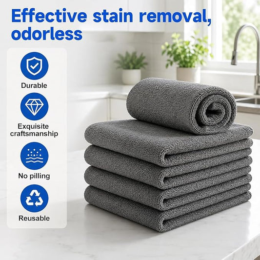 5-Pack Magic Cleaning Cloth, Microfiber Cleaning Cloths, Thickened Streak-Free Microfiber Towels Cleaning Cloth for Glass, Window, Kitchen, Stainless Steel, Cars, Reusable (20x30cm)
