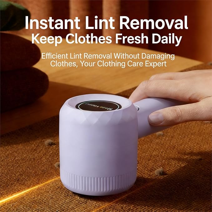 Rechargeable Fabric Shaver Lint Remover for Clothes, Sweaters & Furniture | Couch, Remove Fuzz and Pilling from Blankets, Jackets, Bedding, Purple