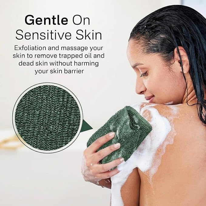 3 PCS Exfoliating Washcloth Towels - Exfoliating Body Scrubber Exfoliator, Back Scrubber for Shower Bath Use, Japanese & Korean Scrub Wash Cloths, Loofah Lufa Sponge Washer for Women Men